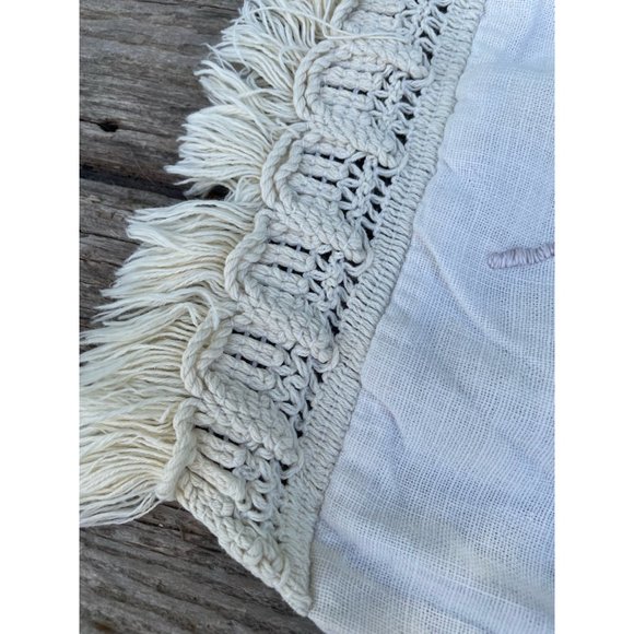 Vintage 1930s Art Deco Linen Fringed Pillow Cover Embroidered Vase Flowers - Picture 16 of 16